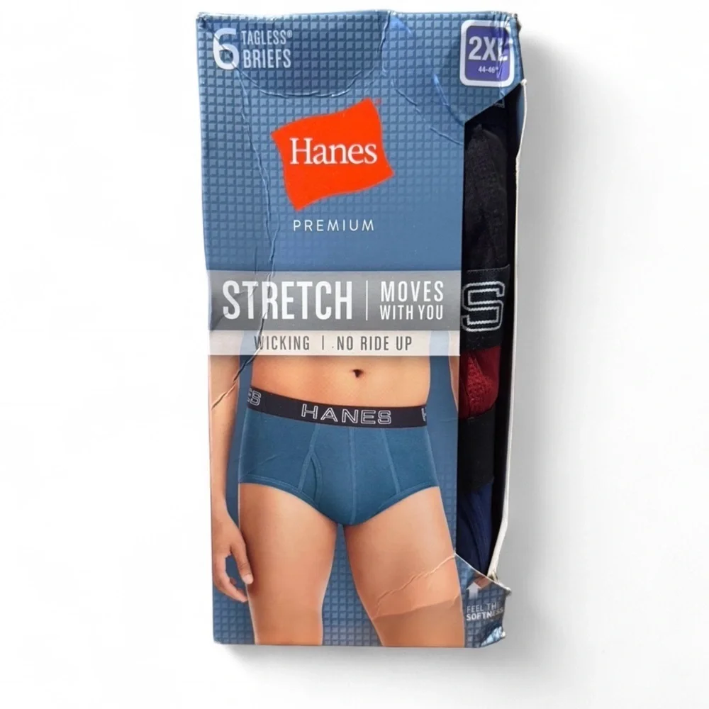 Hanes Premium Stretch Tagless Briefs - Blue, Red, Black